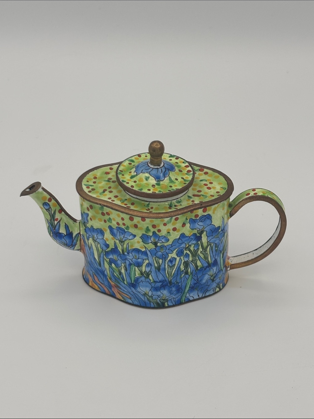 Kelvin Chen Mini Enamel Hand-Painted Teapot Van Gogh Irises “Vincent” - #5012